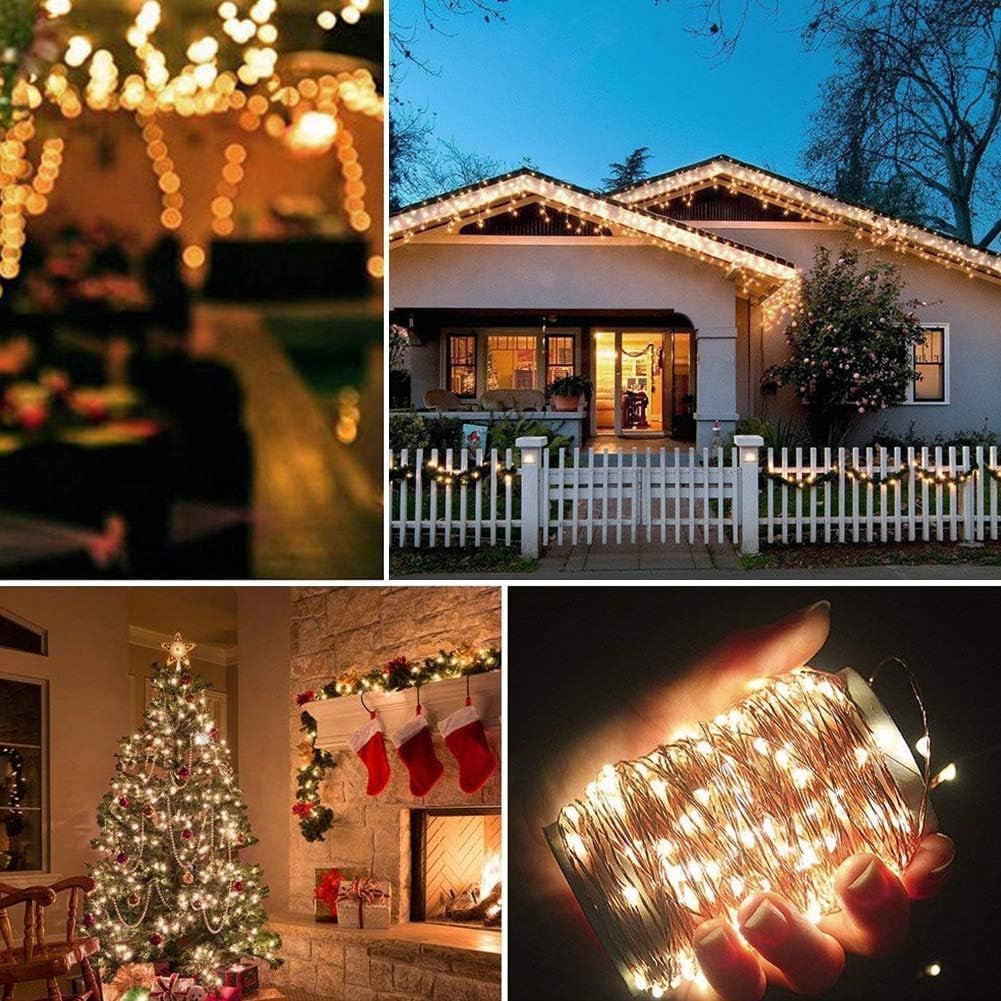 Twinkle Star 300 LED Copper Wire String Lights, Warm White 99 FT
