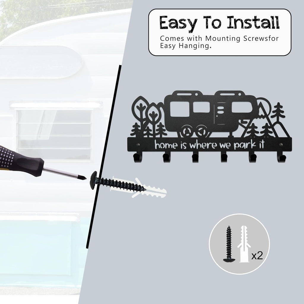 Metal Camper Key Holder, 11 inches Camper RV Decor Rack Hanger
