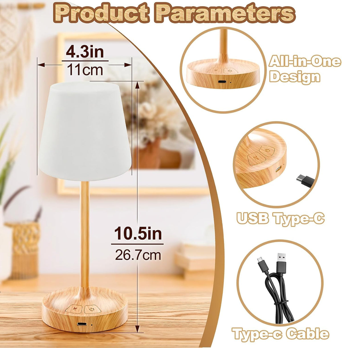 Waterproof Outdoor Table Lamp Rechargeable Cordless Camping Light