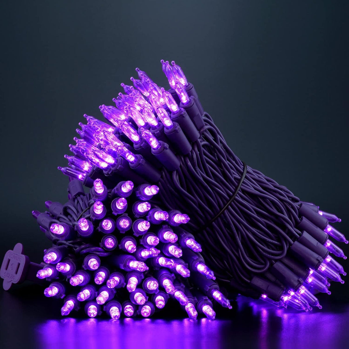 YULETIME 200 Purple Christmas String Lights, 2-Set 33' 100 LED Purple Wire