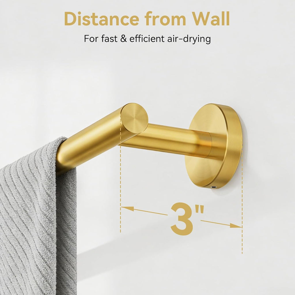 Brushed Gold Towel Bar, 18 Inch Towel Rack for Bathroom Wall-Mounted