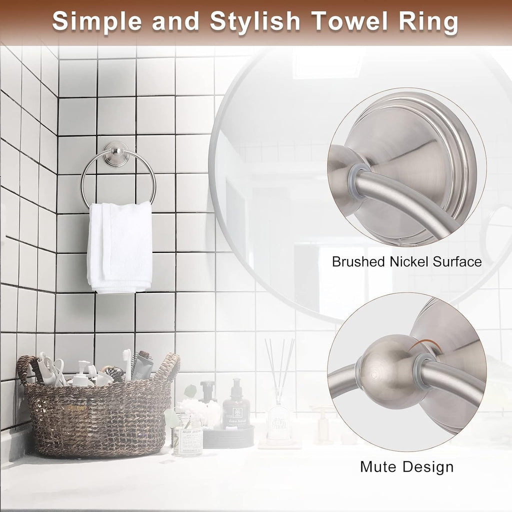 FILTA Brushed Nickel Bathroom Hardware Set - 4 Piece Towel Holder Set with 18 or 24 Inch Towel Bar