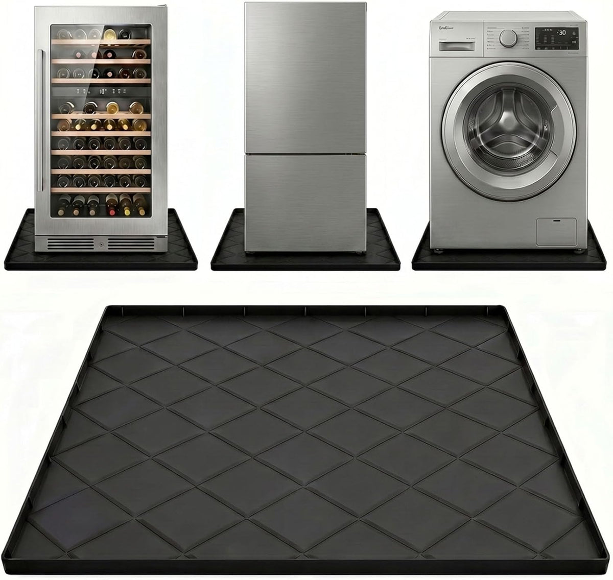 32"x30" Washing Machine Pan Silicone Mat, Upgraded 1" Raised Edges