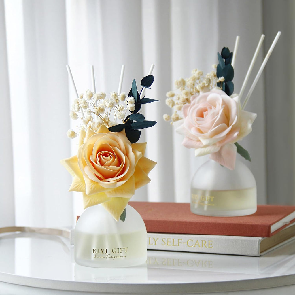 Reed Diffuser Set, 4.06 oz Scent Diffuser with 6 Sticks, Home Fragrance, Reed Diffuser for Bathroom Shelf Decor, Gardenia White Tea