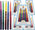 The Dreidel Company 5-Pack Dripless Hanukkah Candles, Multicolored Ombre Striped Deluxe Tapered Decorations, 1 Hour Burn Time, Chanukkah 45 Menorah Candles Box for All 8 Nights of Chanukah
