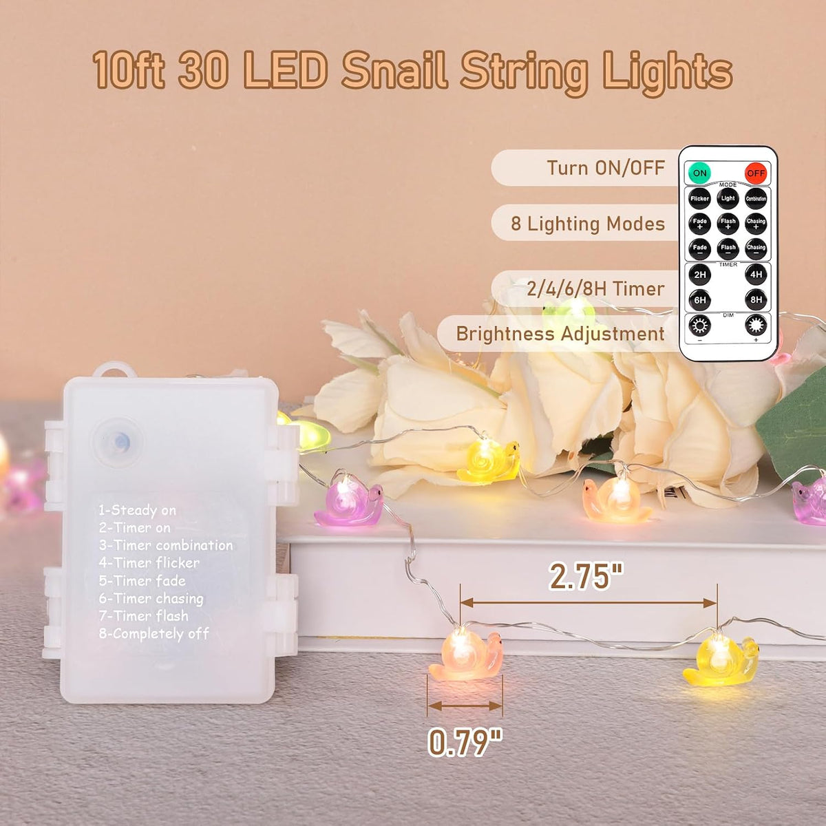 Impress Life Snail String Lights, USB & Battery Operated Fairy Lights