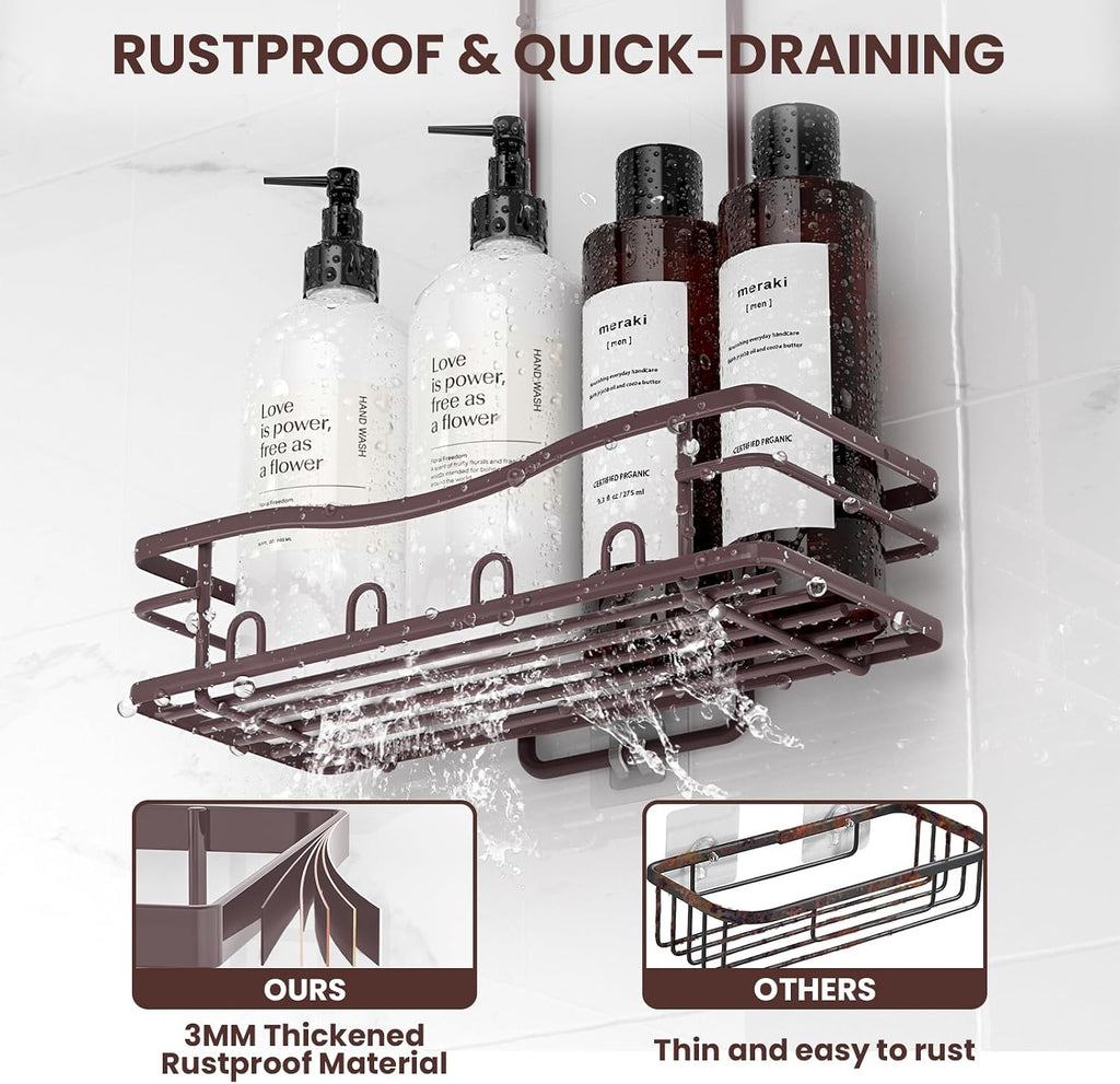 Rustproof Shower Caddy Hanging with Soap Holders for Bathroom, Bronze