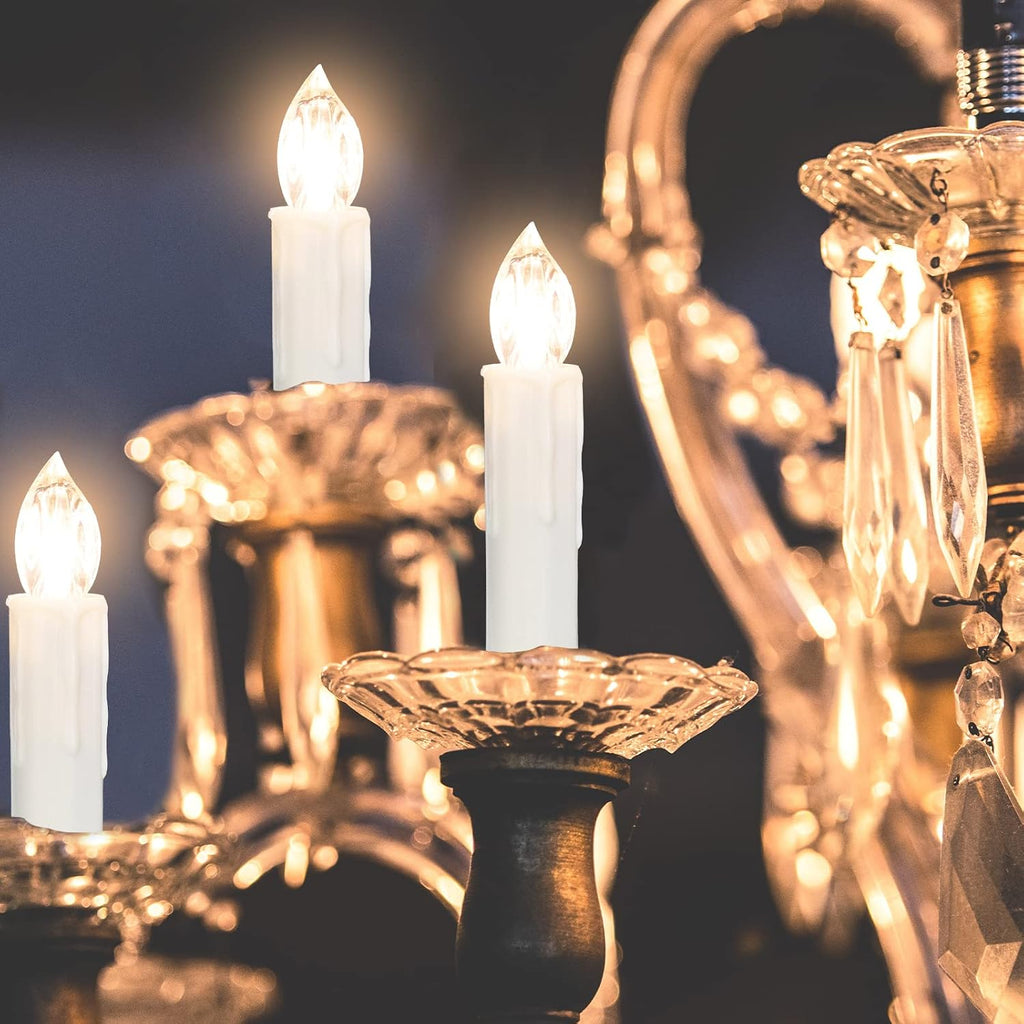 LED Taper Candles Flameless Candle X-D Remote Control LED Candlesticks Battery Candle Sticks for Harry Potter Party Decoration Wedding Christmas Home Decor, 4'', Ivory,Pack of 10