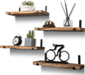 Rustic Wood Floating Shelves Farmhouse Wooden Wall Shelves for Bathroom Bedroom Living Room Kitchen Office Set of 4 Light Brown 17 Inch