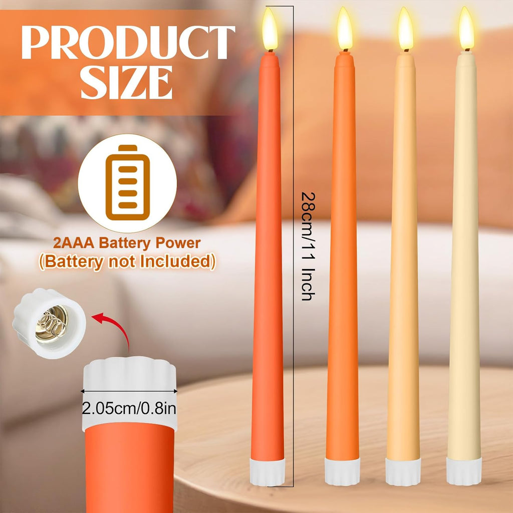 Handepo 48 Pack Flameless LED Taper Candle, Orange, 11 Inch