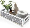 Wocred Bathroom Basket Toilet Tank Upgrade,Crushed Diamond Mirrored Bathroom Tray Wall-Mounted,3 Layer partition Storage Organizer fits Dresser Bedroom,Bathroom,Coffee Table.(15”x6”x3.8”)