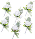 Fnize White Boutonniere for Men Set of 6 Groom Groomsmen Wedding Flower