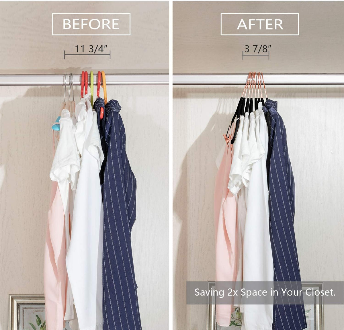 MIZGI Premium Velvet Pants Hangers with Clips (Pack of 20) Slim Skirt Hangers- Non Slip Felt Outfit Dress Hangers Black - Copper/Rose Gold Hooks,Space Saving Shirt Clothes Hangers