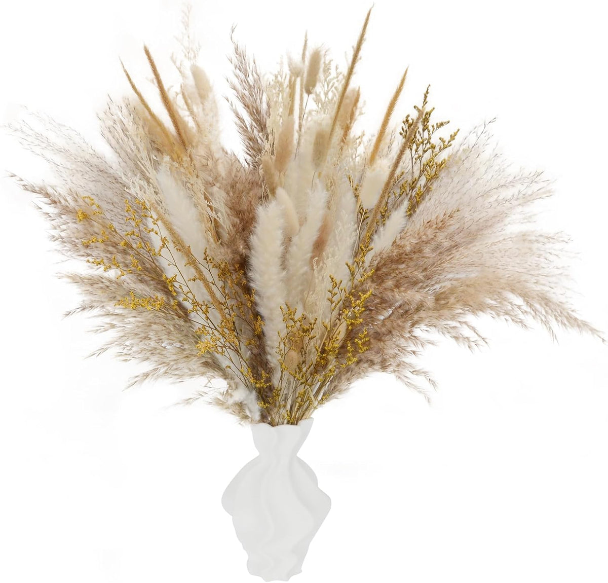 112 PCS Natural Dried Flowers 17inch Boho Pampas Grass for Farmhouse Decor