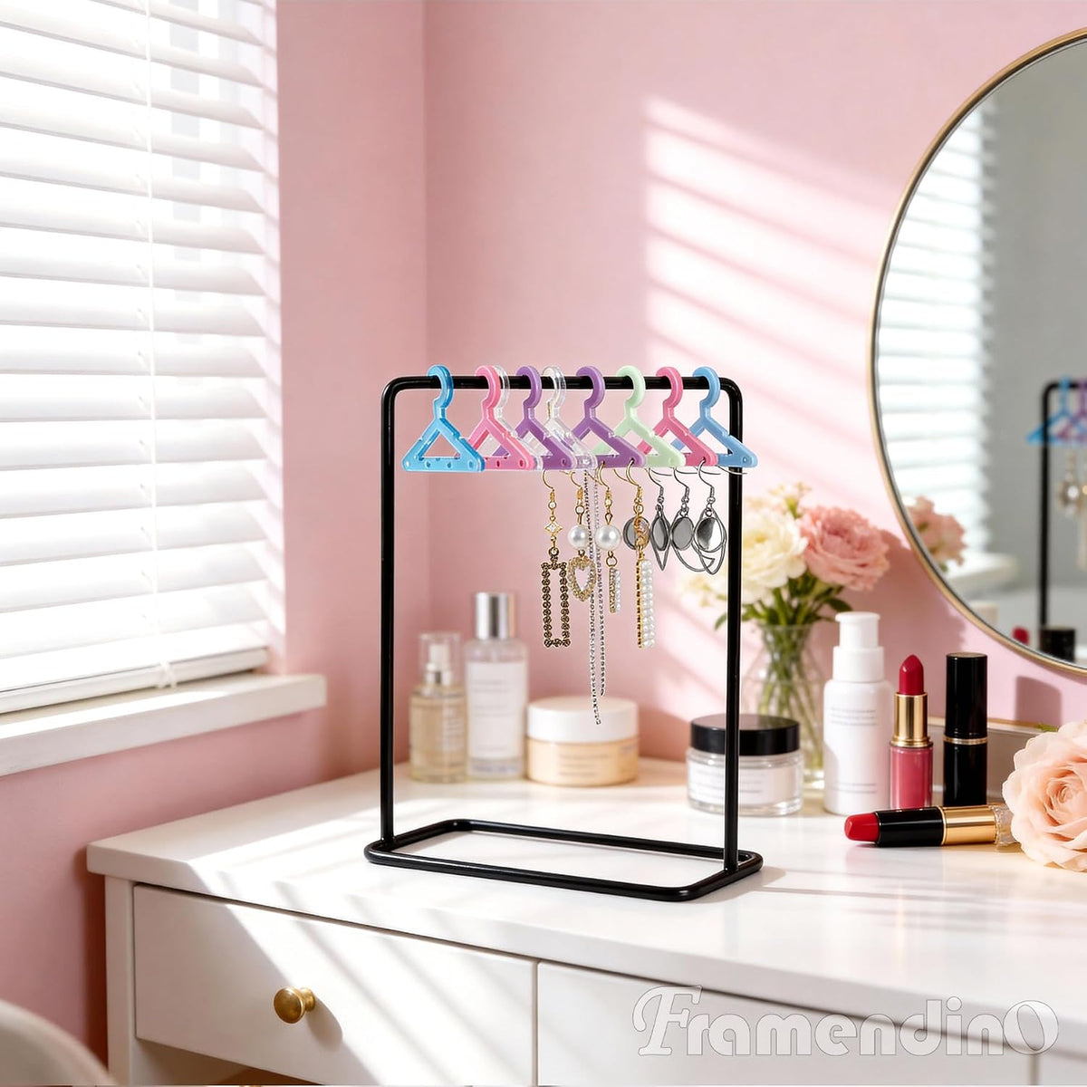 Framendino, 50 Pack Clothes Hanger Clear Earring Holder Necklace Rack Jewelry Display Dangle Hanging Organizer