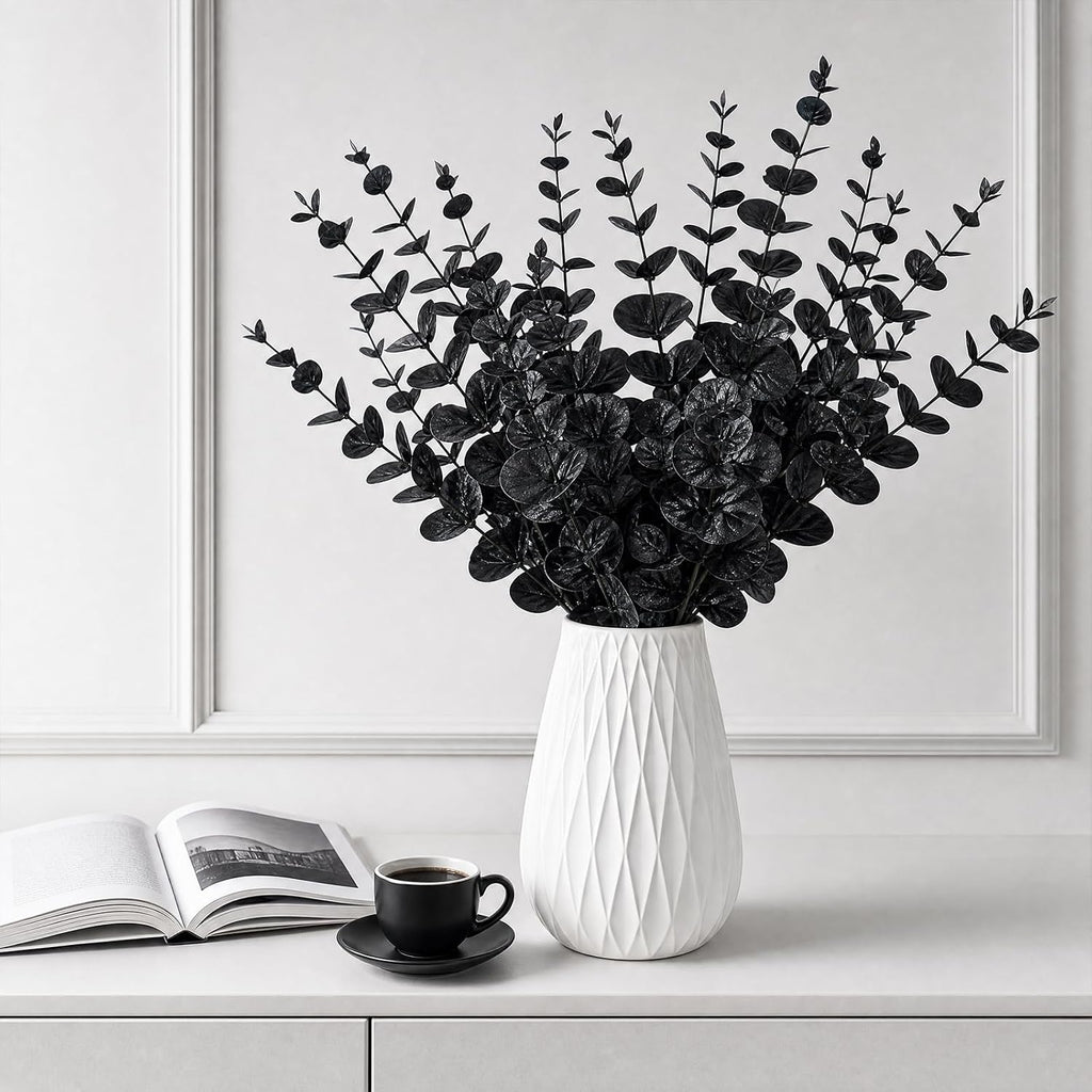 CLEANGOR Artificial Eucalyptus Stems (24, Black)