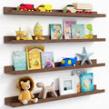 36 Inch Picture Ledge Shelf 4-Pack, Walnut Floating Shelves for Living Room
