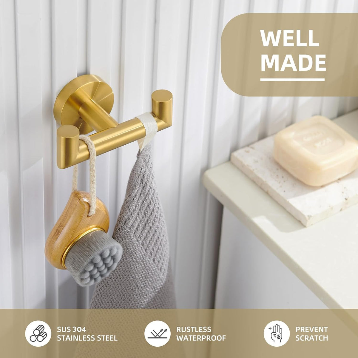 Angle Simple Towel Hook Brushed Dark Gold, Bath Towel Holder Wall Mount