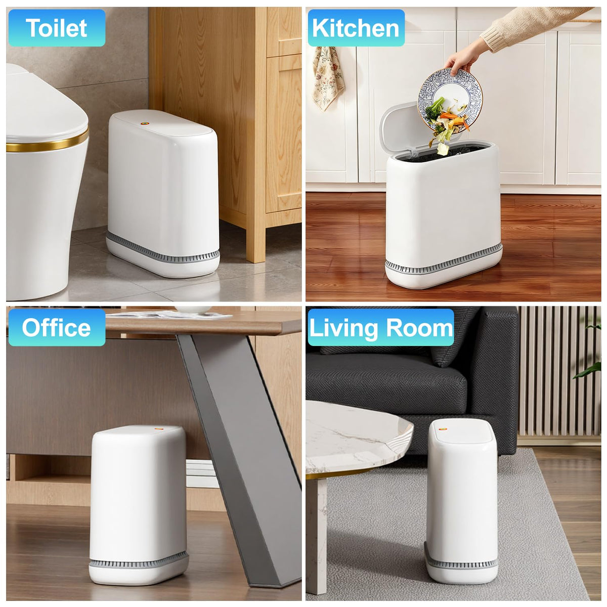 CTIME Small Bathroom Trash Can with Lid, Odor Control Garbage Can, 3 Gal