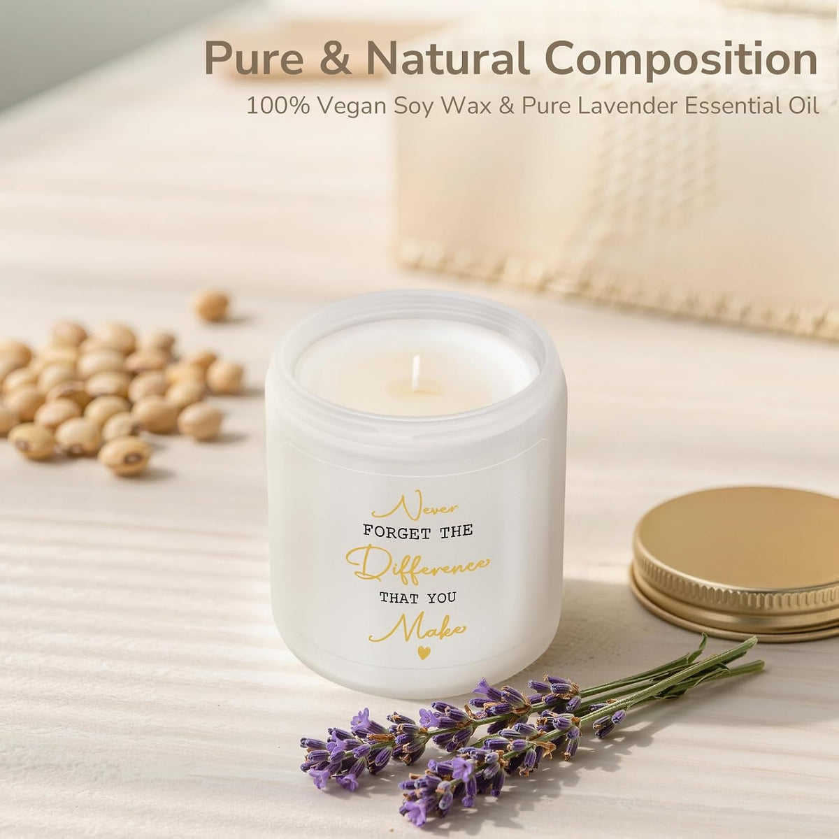 Thank You Gifts for Women, Inspirational Gift for Teacher, Lavender Candle