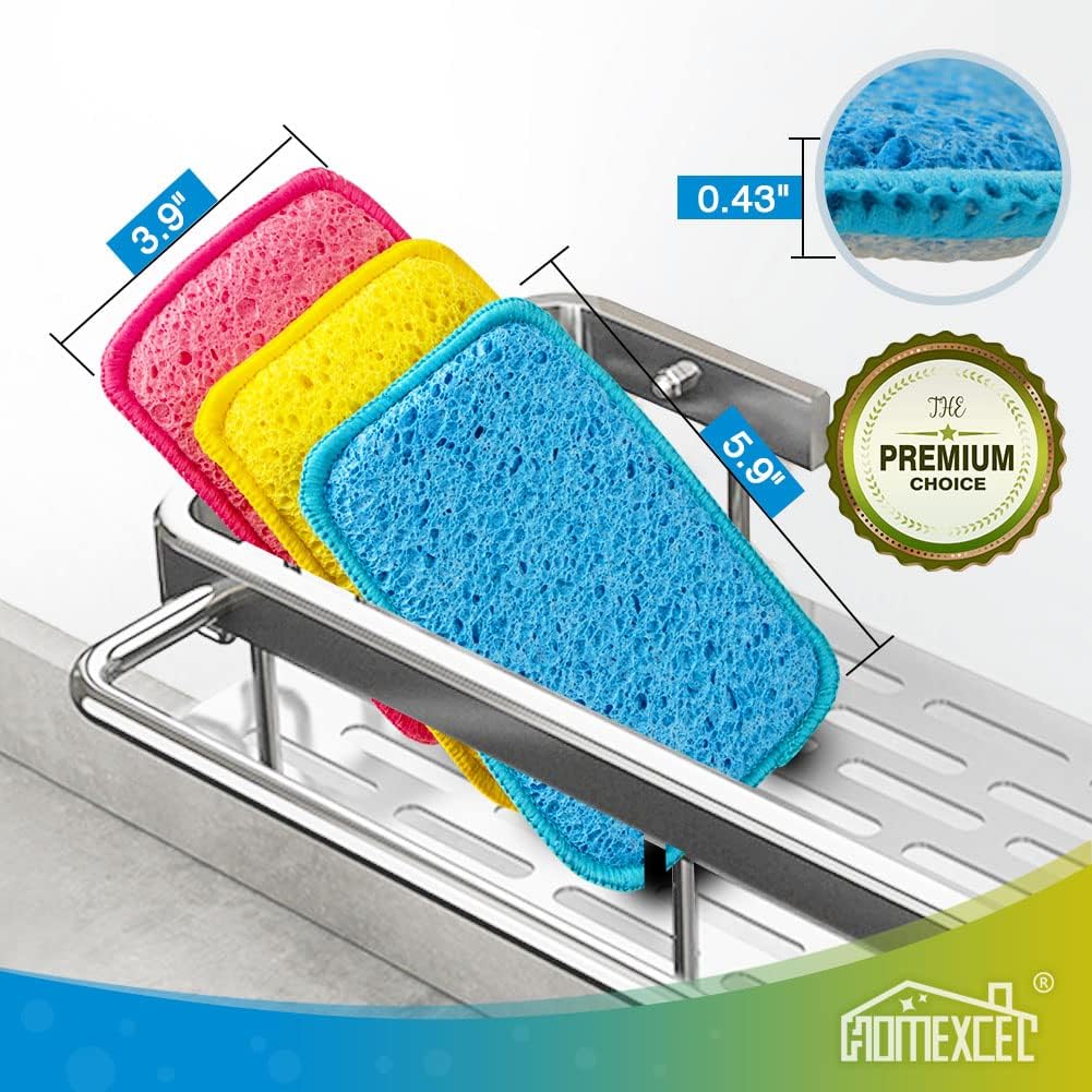 HOMEXCEL 12PK Scrub&Wipe Cloths, Dual-Sided Non-Scratch Sponges for Kitchen
