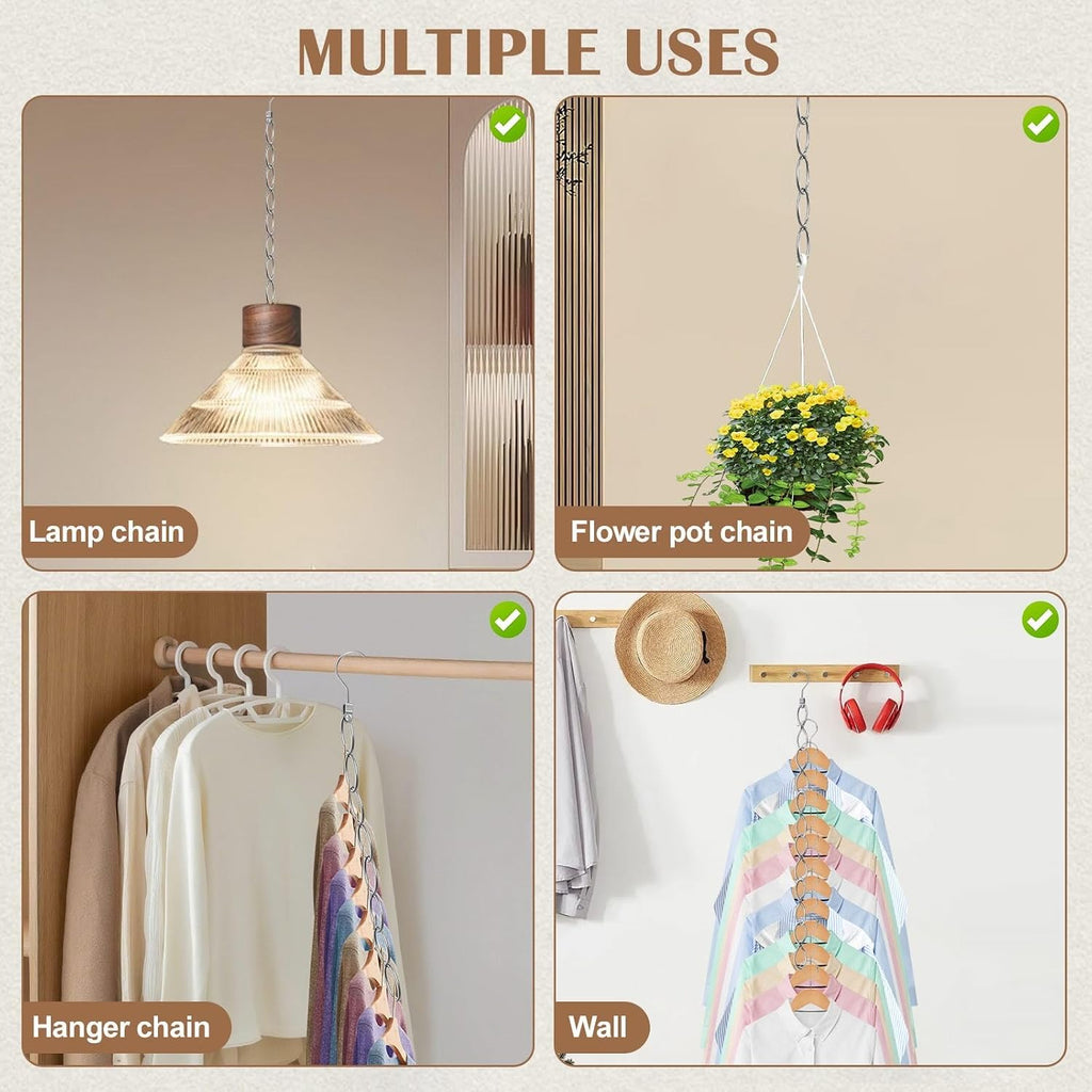 80 Holes Clothing Chain Hangers: 10 Pack Metal Space Saving Hangers