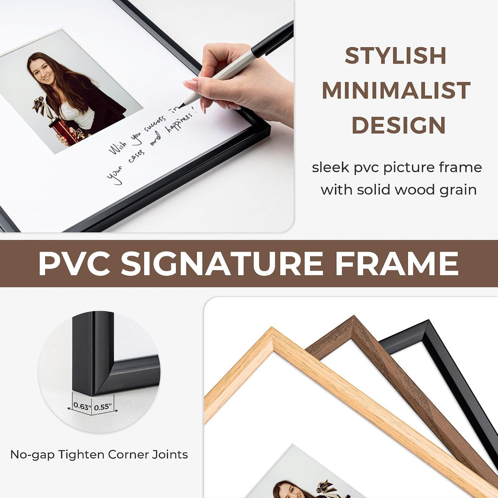 Axeman 11x14 Signature Picture Frame, 5x7 White Mat for Garduation, Black