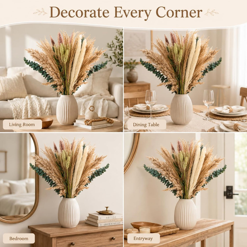 RAINFLOW 35PCS Dried Pampas Grass Decor - 7 Varieties Small Dried Flower