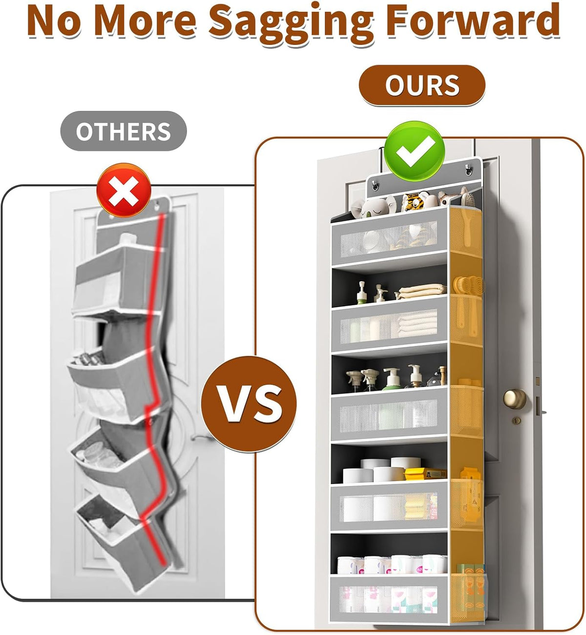 AQOOA 5 Shelf Over The Door Organizer 44 lbs Capacity fit Standard Doors