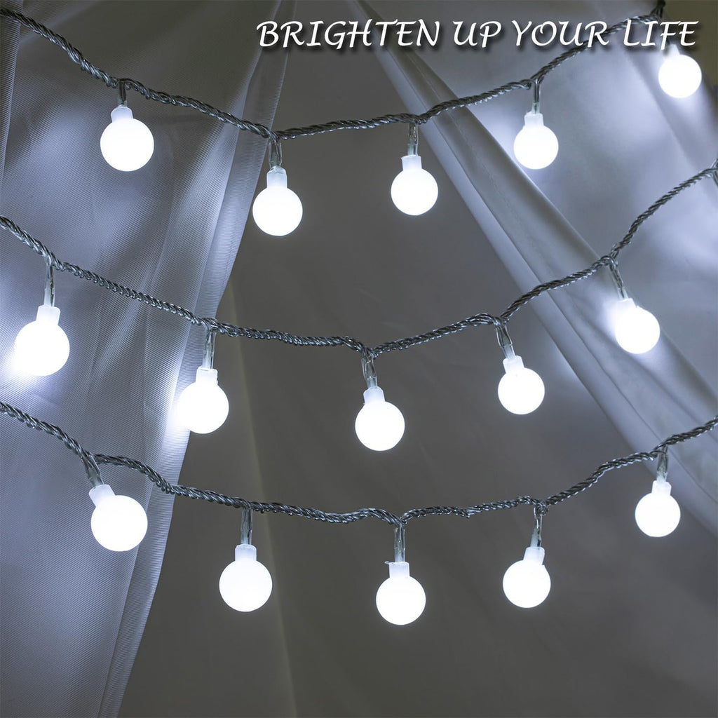 Ogrmar 49FT 100 LED Globe Ball String Lights 8 Modes with Remote White