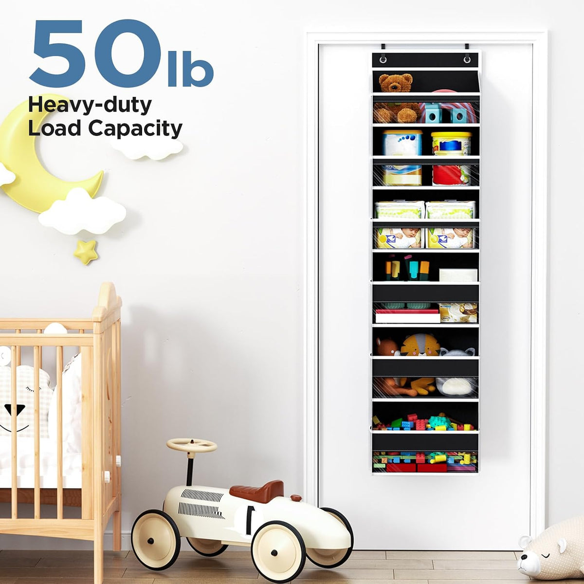 Over The Door Organizer 6 Tiers, Behind The Door Storage Hanging Shelves