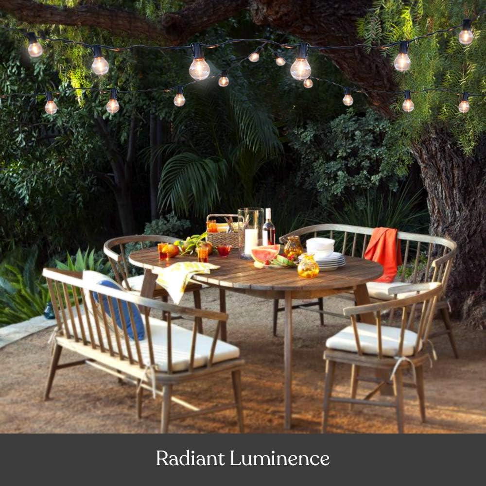 Brightech Ambience Pro Solar Powered LED Outdoor String Lights - 27 Ft Commercial Waterproof Patio Lights with Round Globe Bulbs - Durable String Lights for Outside, Backyard, Porch - 1W, Soft White