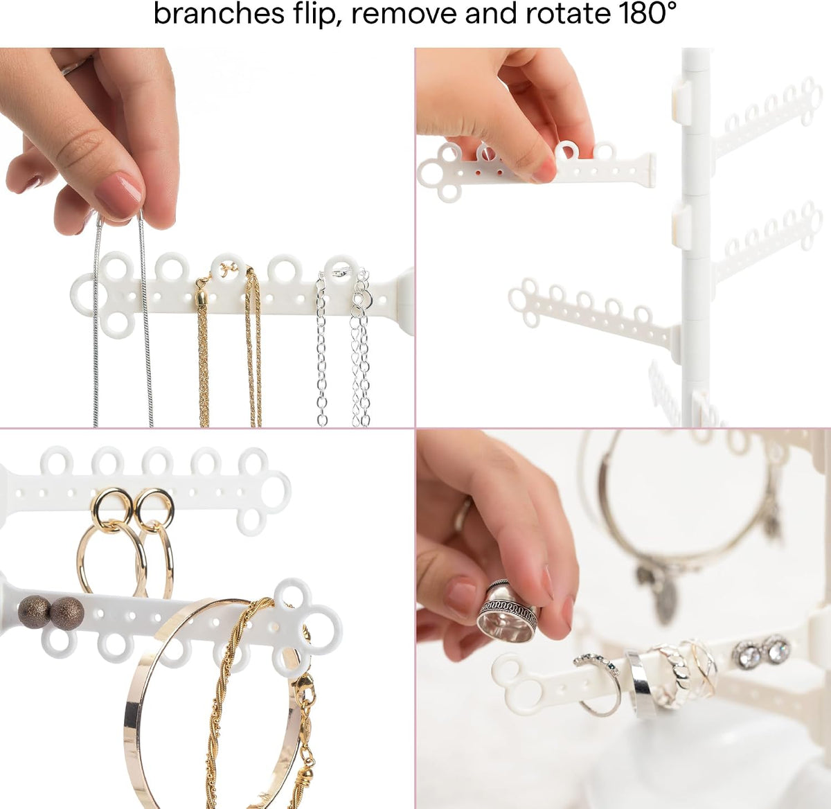 12-Tier Hanging Wall Jewelry Organizer, Earring,Necklace,Ring Holder-White