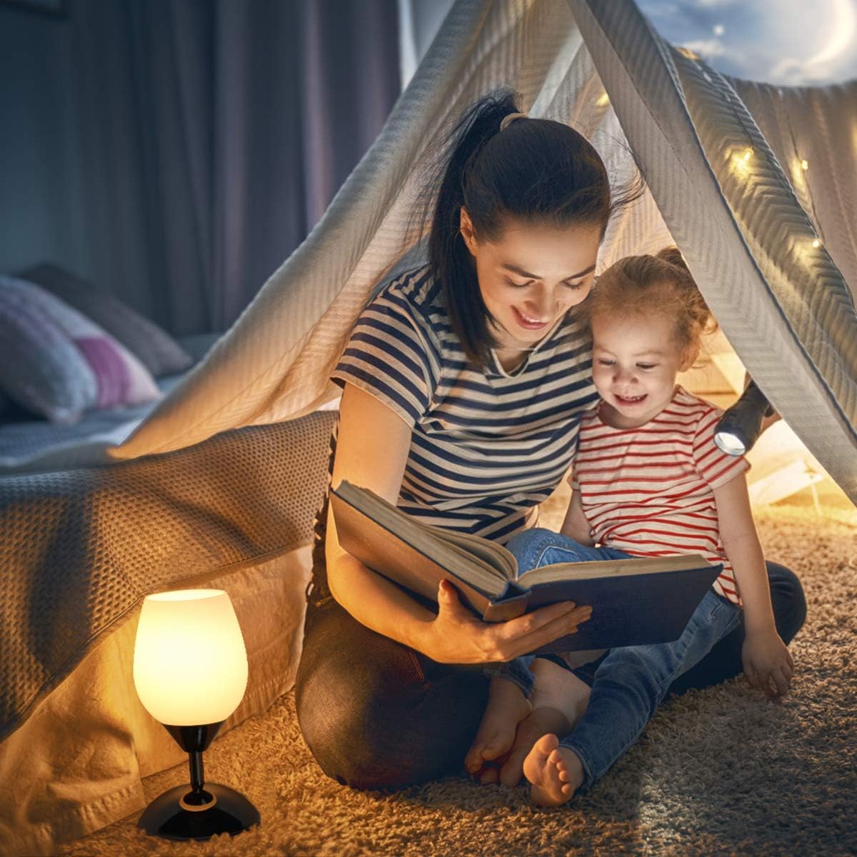 Touch Control Table Lamp Dimmable Small Lamp, Ambient Light with Opal Glass Shade Simple Night Light, Modern Accent Lamp Bedside Nightstand Lamp for Bedroom Living Room, E12 Bulb Included