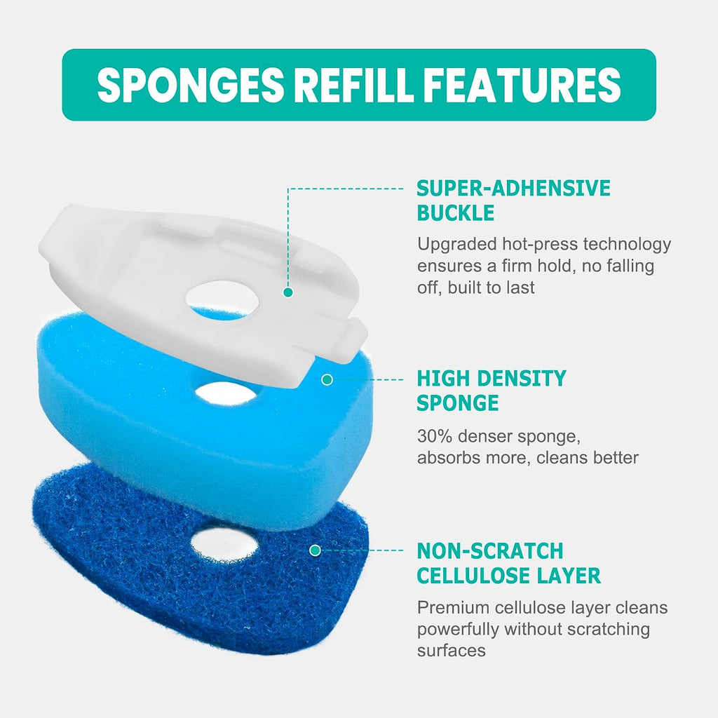 Dish Wand with Handle,Non-Scratch Dishwand Refills Replacement Sponge Heads