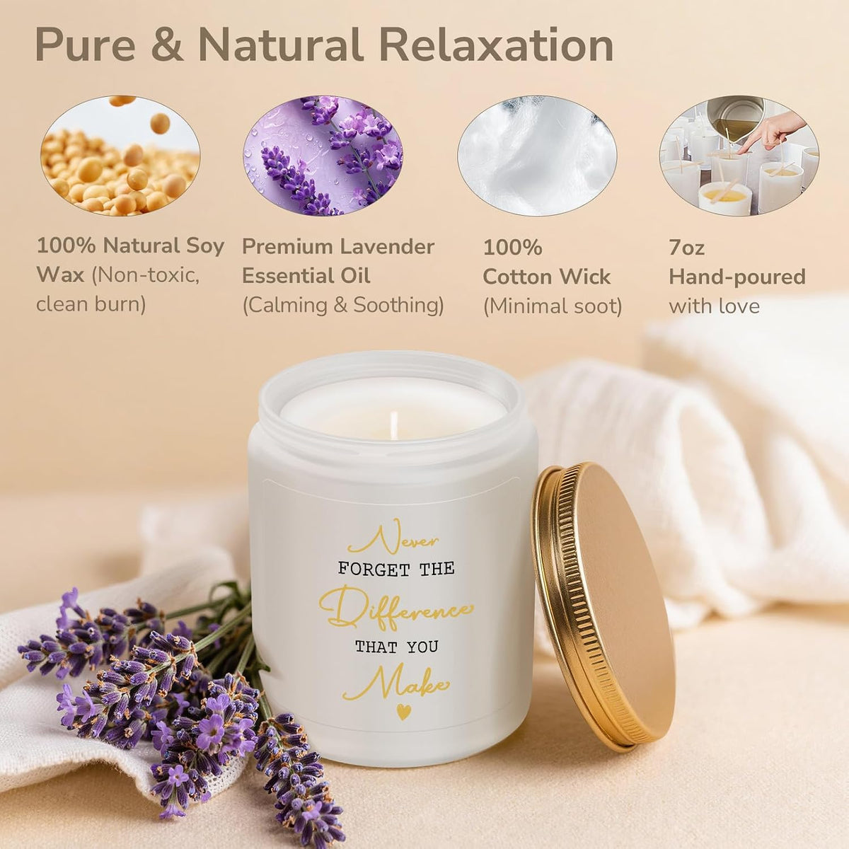Thank You Gifts for Women, Inspirational Gift for Teacher, Lavender Candle