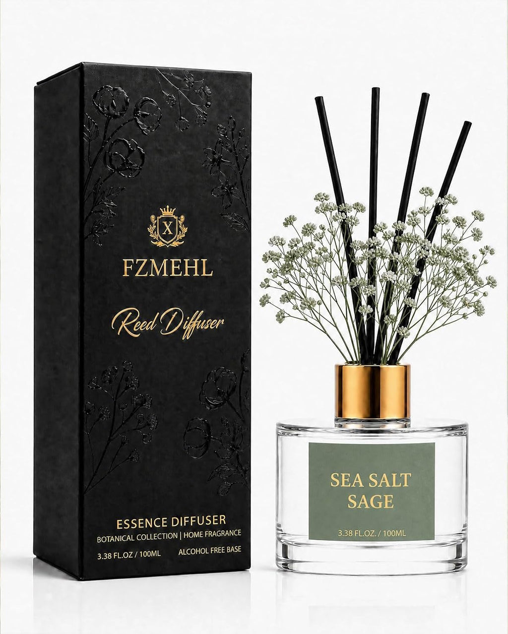 Reed Diffuser Set, Sea Salt Sage, 3.38 fl oz with 6 Sticks