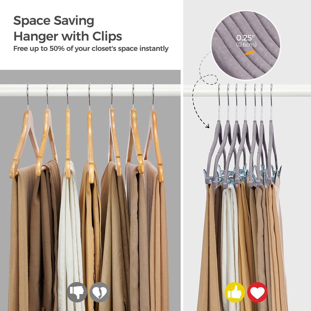 HOUSE DAY Velvet Pant Hangers with Adjudtable Clips 10 Pack, Gray