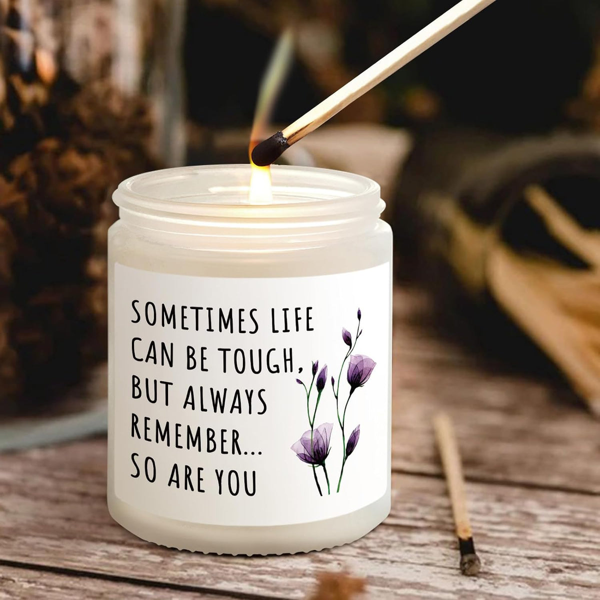 Shqiueos Inspirational Gifts for Women, Cancer Care Lavender Scented Candle