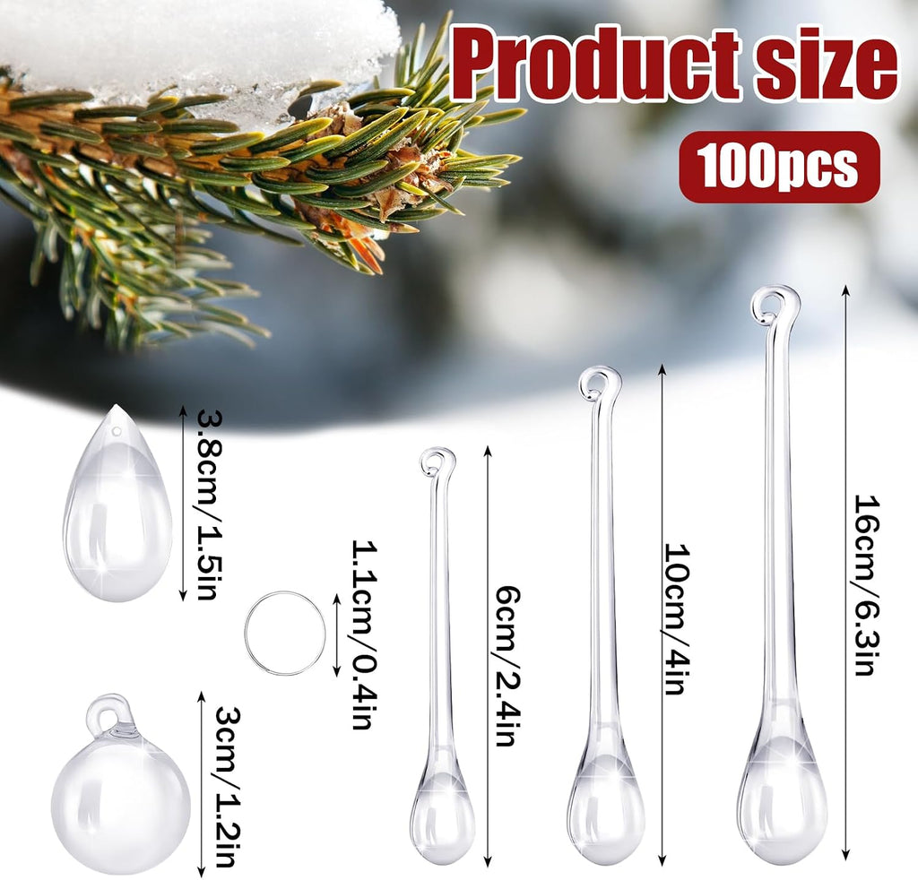 Vercraft 100 Pcs Christmas Tree Acrylic Hanging Ornaments,Clear