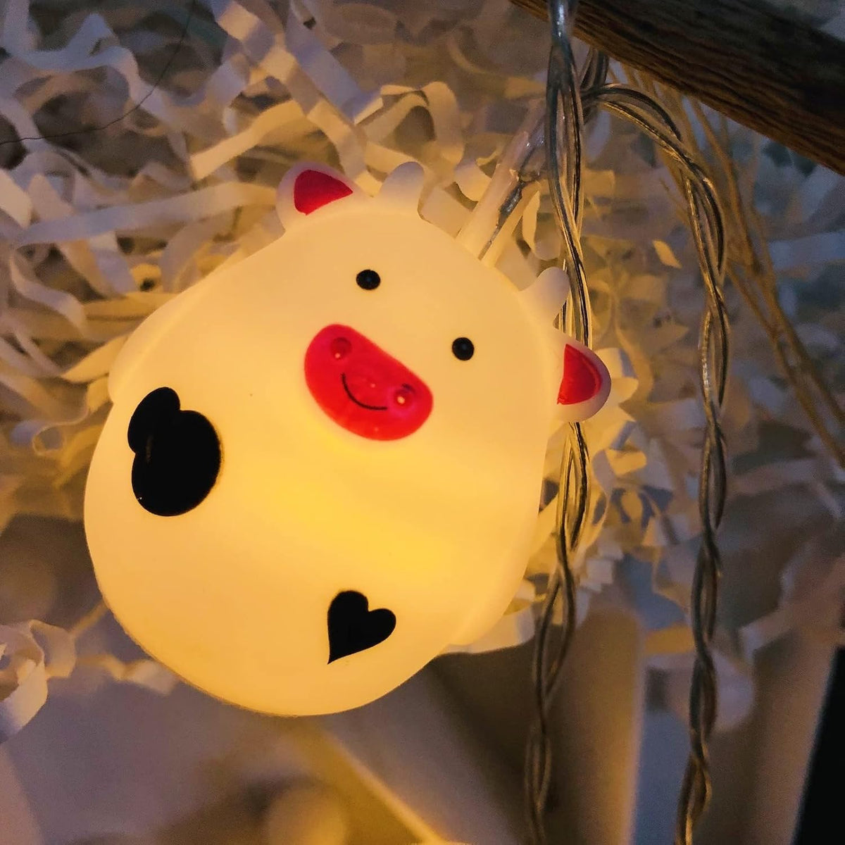 5.4 FT Easter Cow String Lights,10 LED Christmas Cow Fairy Light String Battery Operated for Home Party Camping Decoration (10LED, Cow)
