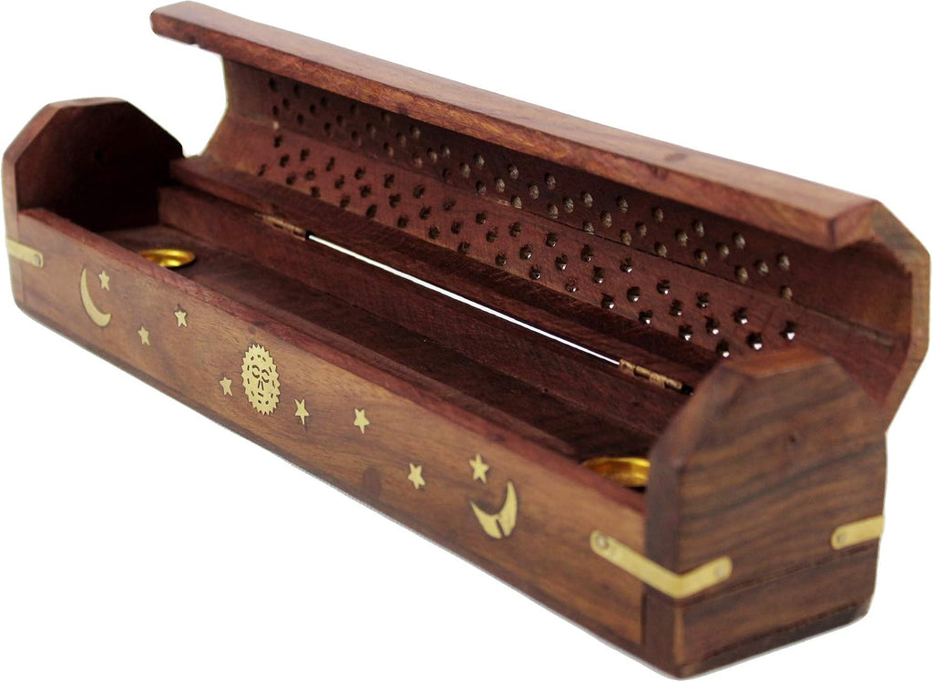COTTON CRAFT Sheesham Wood Incense Burner Holder - Set of 2 Incense Burners