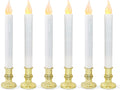 FURORA LIGHTING White 9.9" LED Taper Candles with Gold Holders, 6-Pack