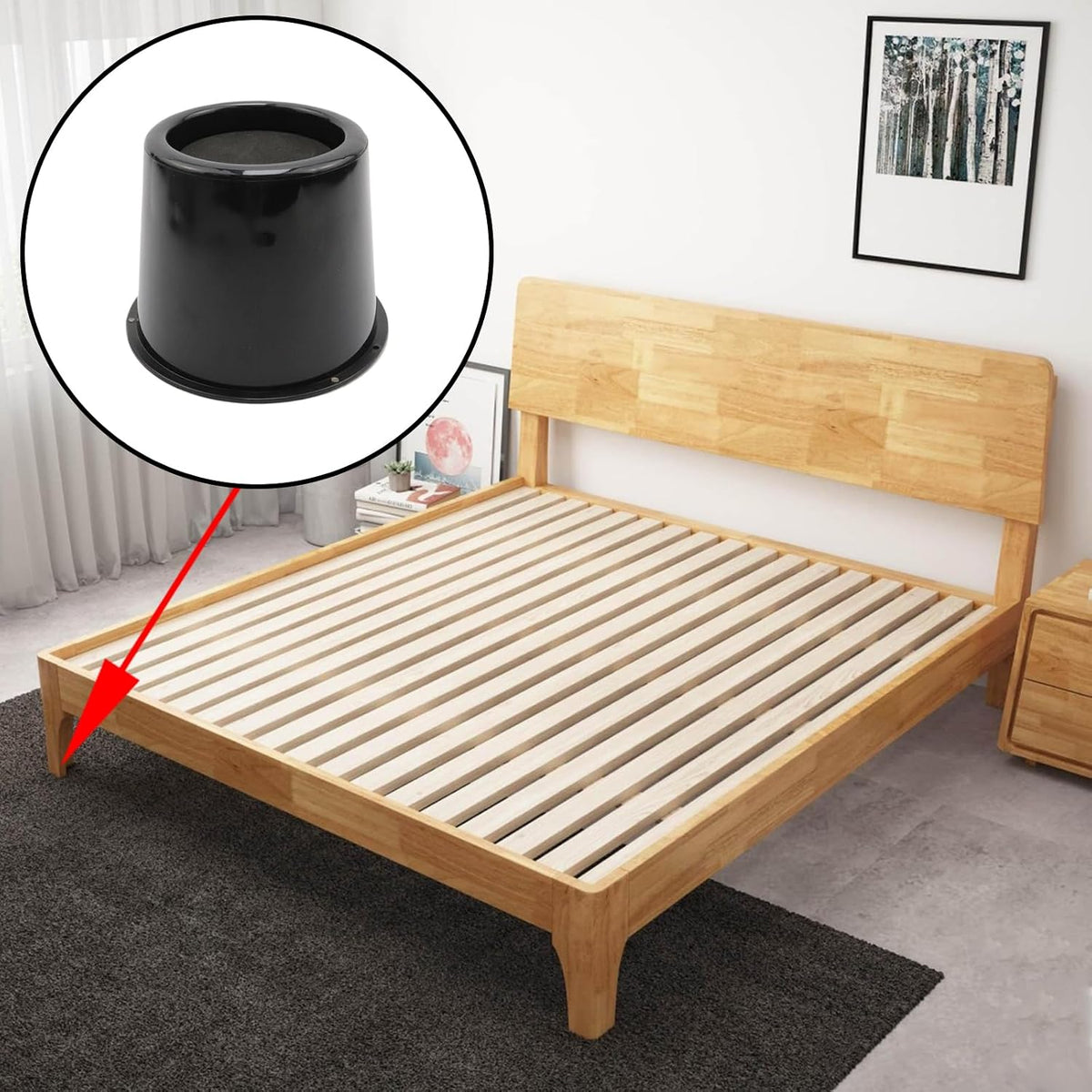 4 Inch Round Bed Risers for Chair,Desk,Sofa, Black 4 Pack