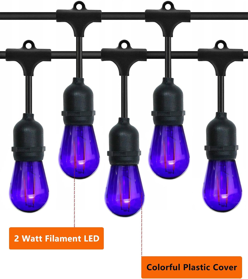 15 Pack S14 LED Purple Light Bulbs, Shatterproof 2 Watt