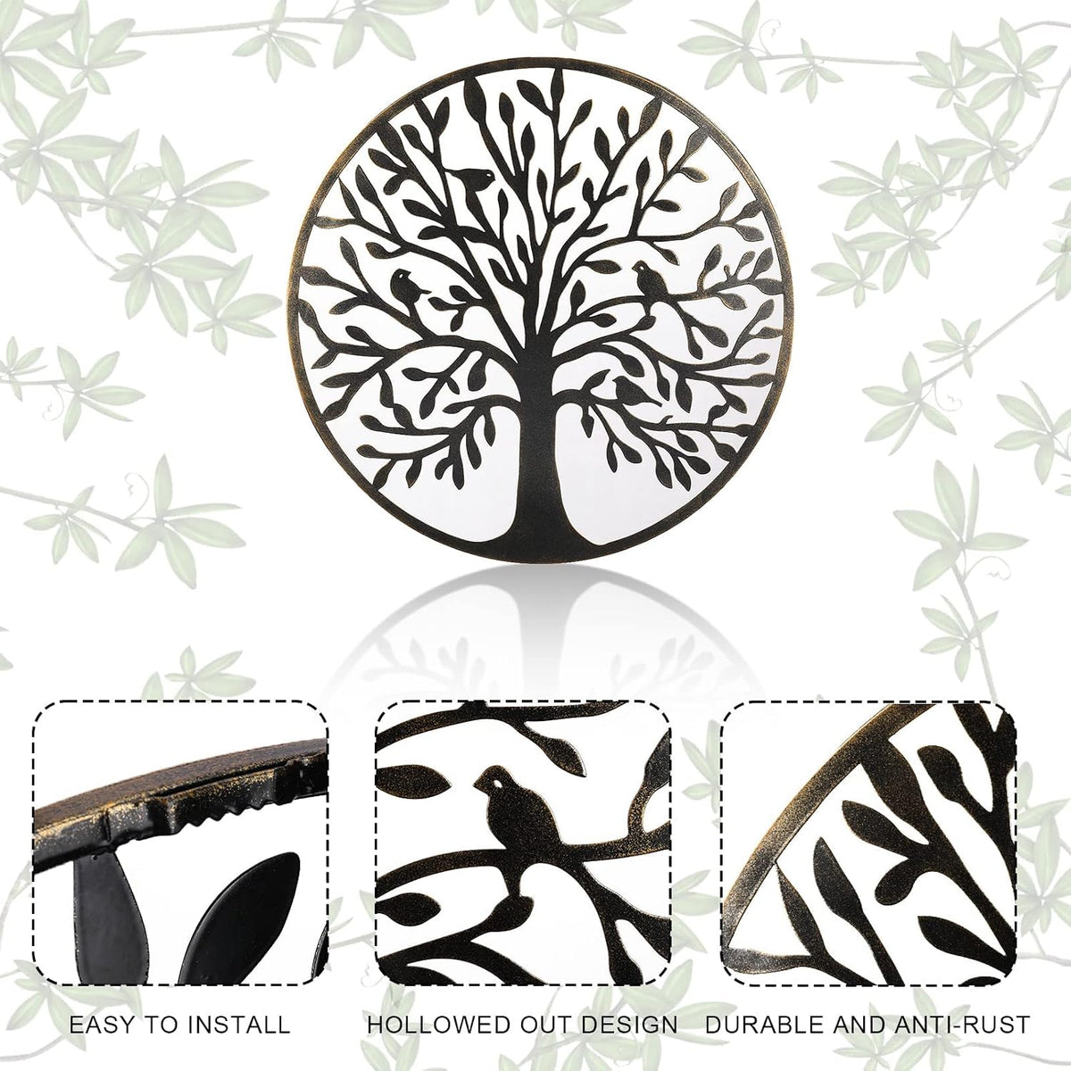 Bdor 20-Inch Tree of life wall art, Metal wall art decor, steel roots decor Perfect for Birthdays, Weddings, Anniversaries, Housewarming Gifts for Indoor Outdoor Metal Wall Decor (Classic Style)