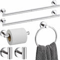 Chrome Bathroom Accessories Set, 6 Pieces Bathroom Hardware Set Chrome Bathroom Set, 24 Inch Towel Racks for Bathroom, SUS304 Stainless Steel Bath Towel Bar Set Toilet Paper Holder Wall Mounted