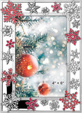 GUOER Christmas Decorations Photo Frame 4x6 Inch Snowflake Christmas Metal Photo Display Picture Photo Frames with High Definition Glass Front Gift Ideas Tabletop Home Decorative (Red)