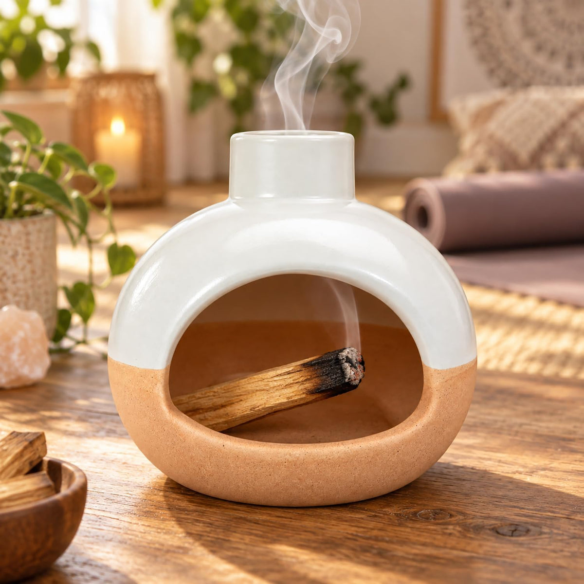 Palo Santo Holder, Mini Chiminea Ceramic Incense Burner