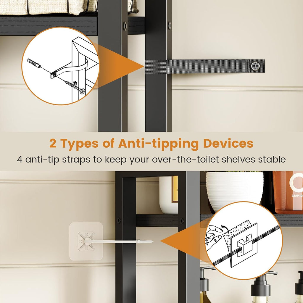 Asgolion Over-The-Toilet Storage Rack, 3-Tier Bathroom Shelves Over Toilet